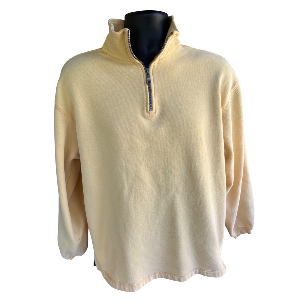 Port Authority Signature Mens Quarter Zip Pullover Sweatshirt Yellow Fleece